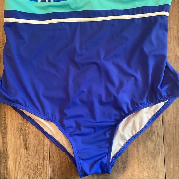 Swimsuits For All • Blue & Aqua One Piece Bathing Suit • Size 22 • EUC - Picture 4 of 8
